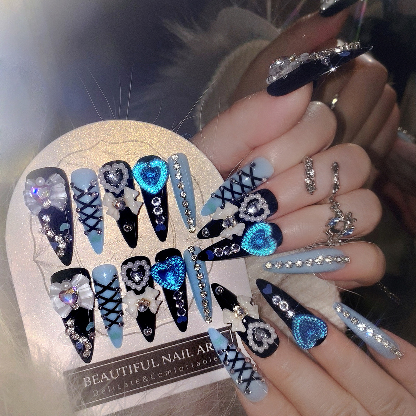 Resin Craft Material - 24pcs 3D Bow Decor False Nails