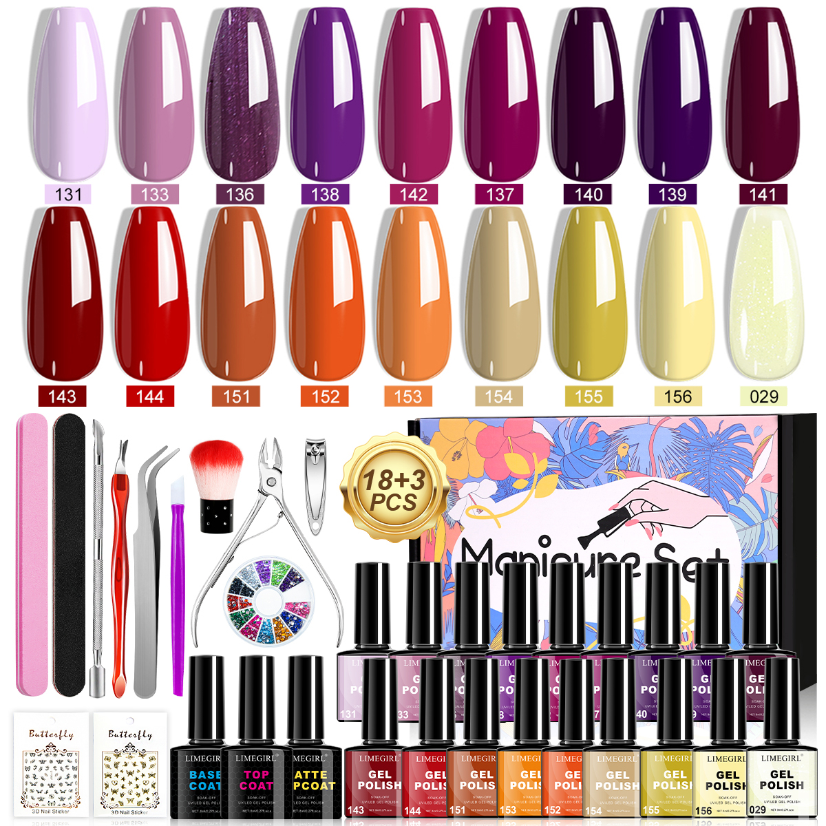 LIMEGIRL 18 PCS Gel Nail Polis - Resin Glitter Pack recensione e prezzo