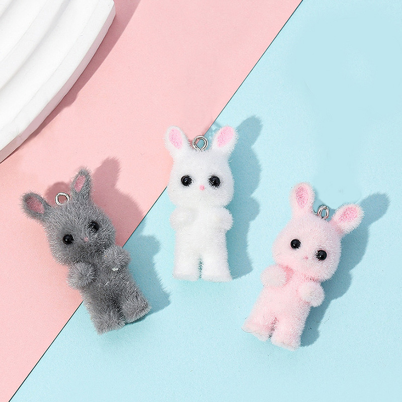 5pcs/lot Cute Flocking Rabbit  - Resin Craft Projects recensione e prezzo