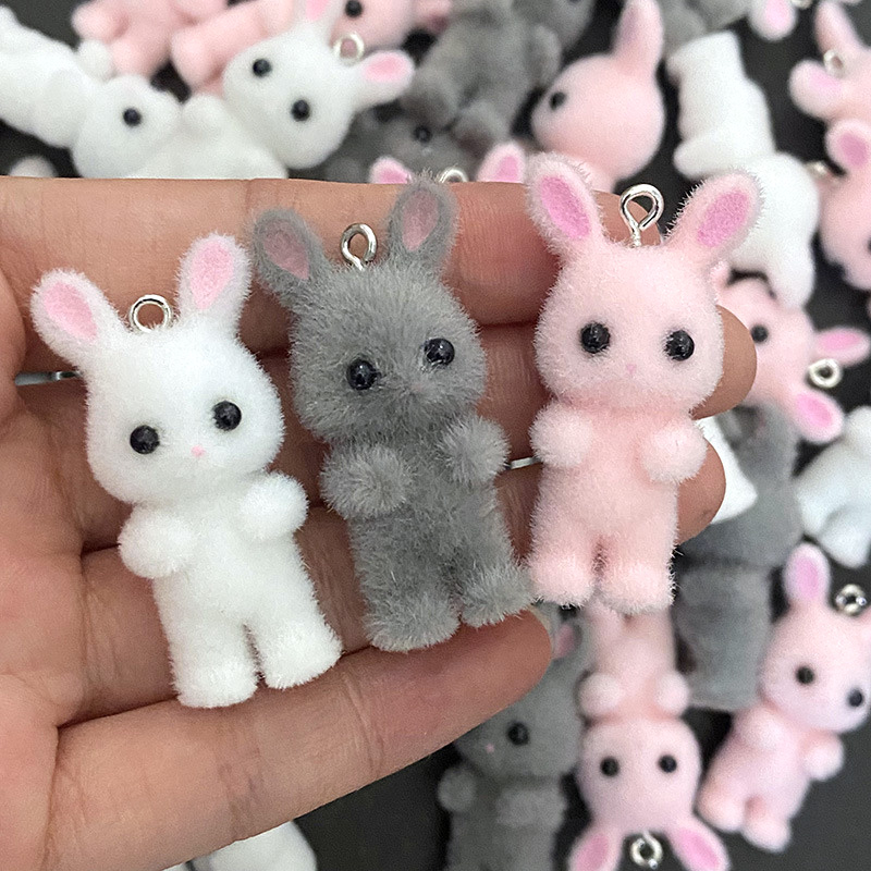 5pcs/lot Cute Flocking Rabbit  - Resin Craft Projects recensione e prezzo