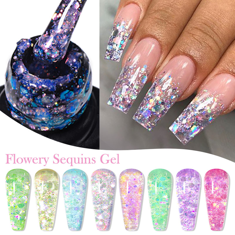 4/8pcs Flowery Sequins Gel Nai - Resin Glitter Pack recensione e prezzo
