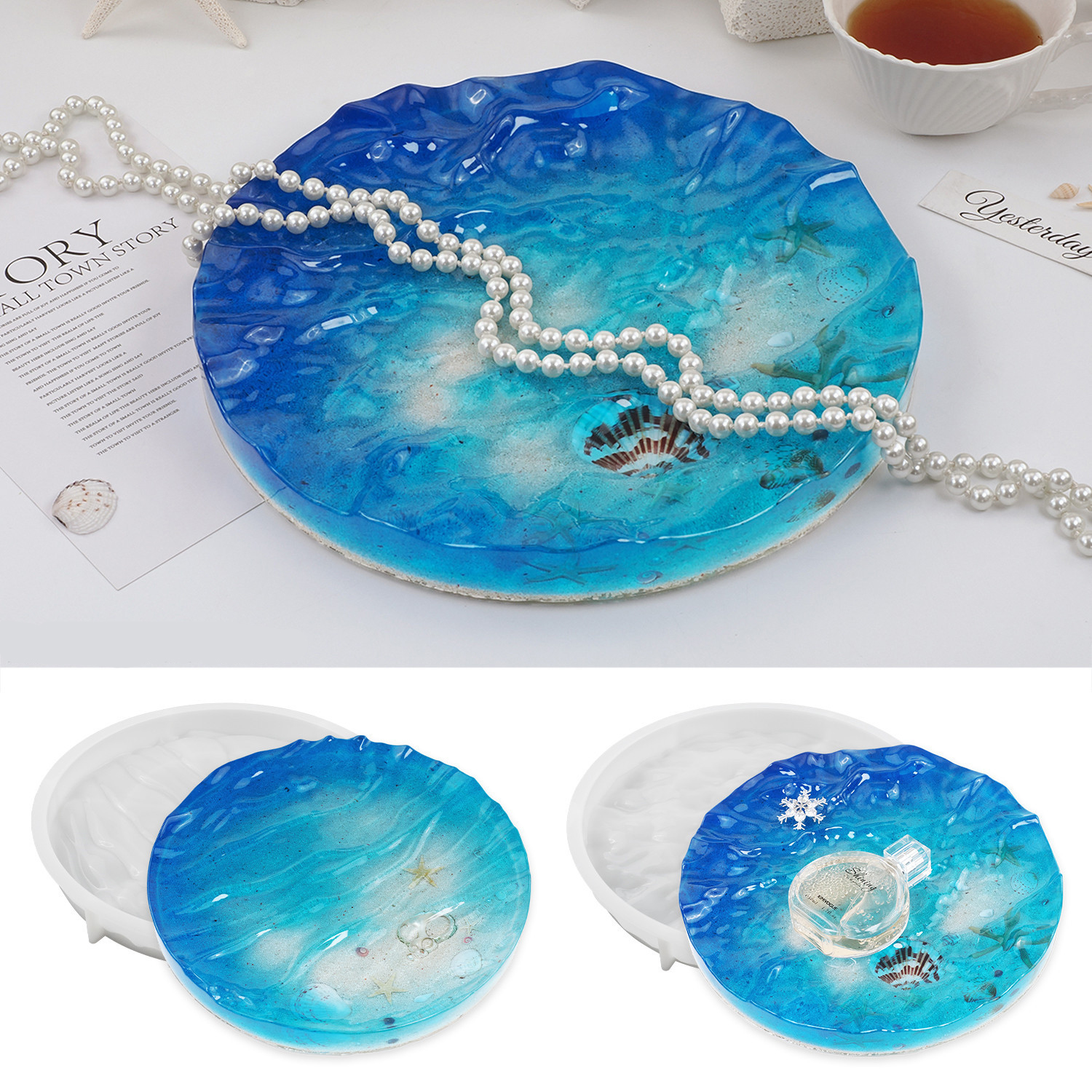 Sea Wave Tray Crystal Epoxy Re - Resin Ocean Wave Mold recensione e prezzo