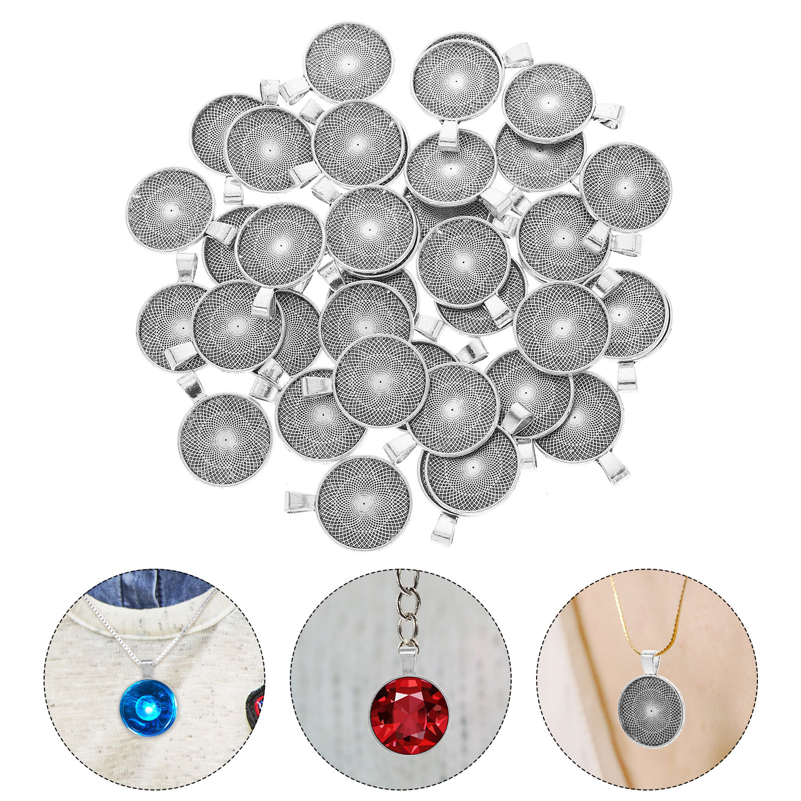 40Pcs Round Pendant Bezels Fla - Resin Crafts Diy recensione e prezzo
