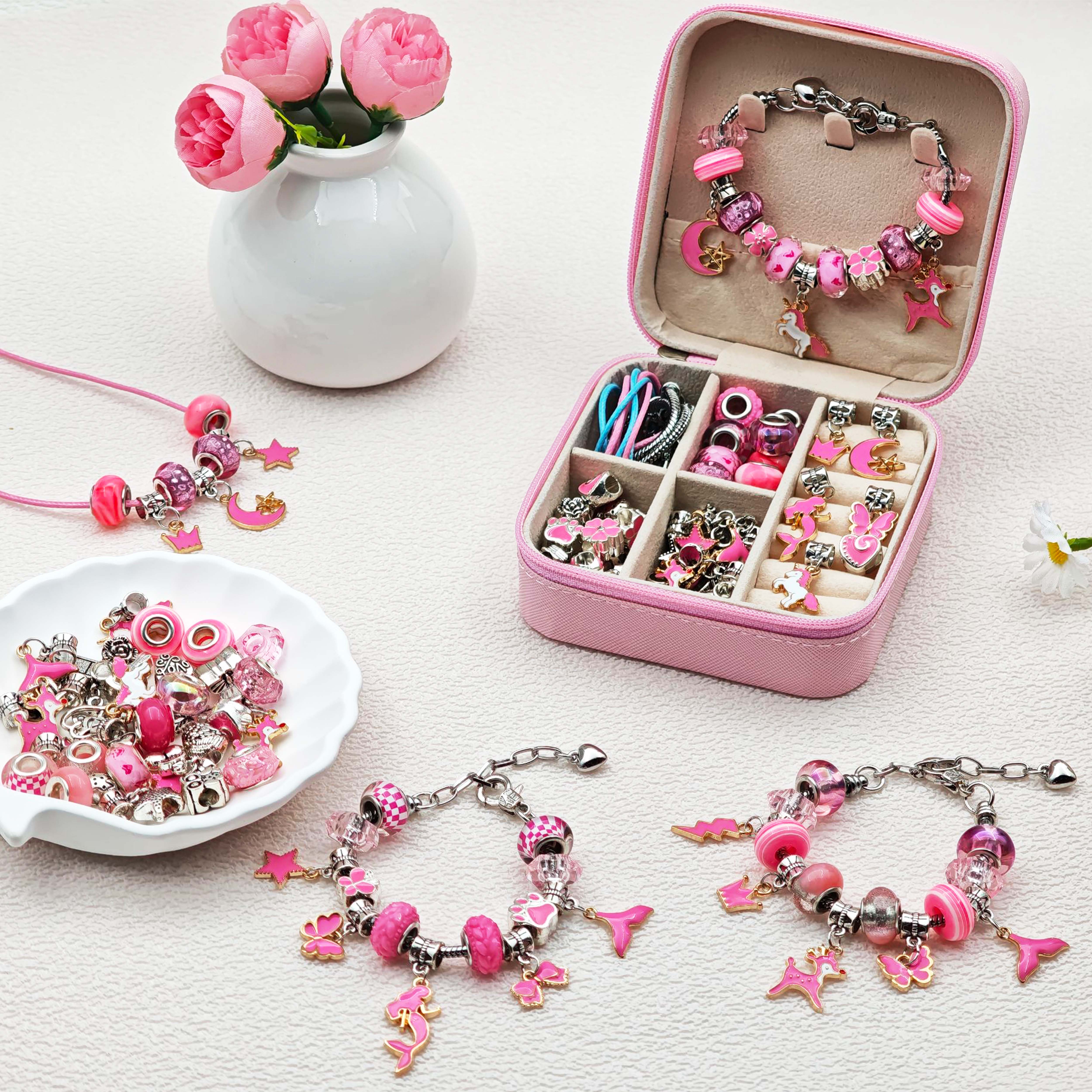 68pcs pink beaded jewelry set, - Resin Craft Kit recensione e prezzo