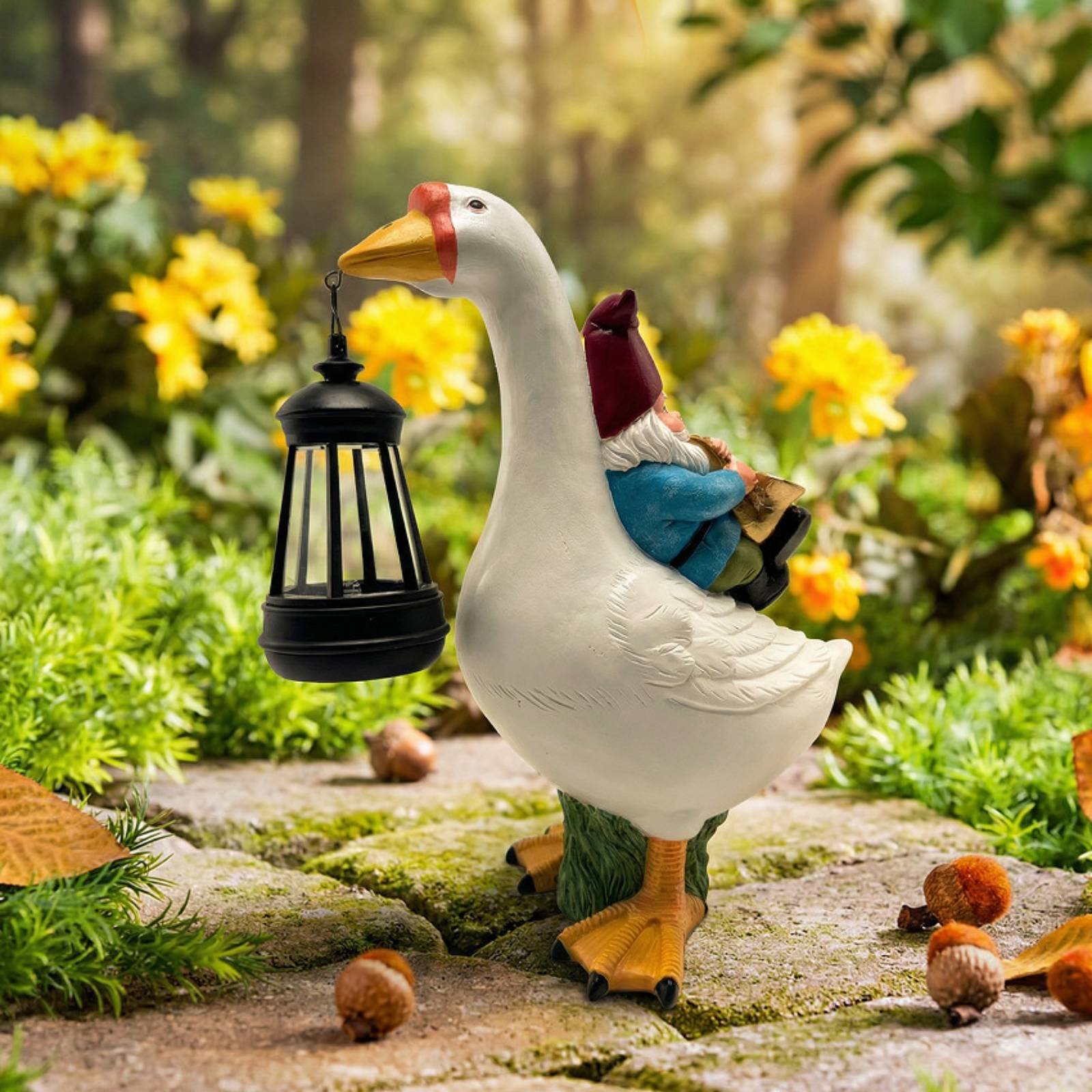 Gnome Riding Goose Statue Weat - Resin Crafts recensione e prezzo